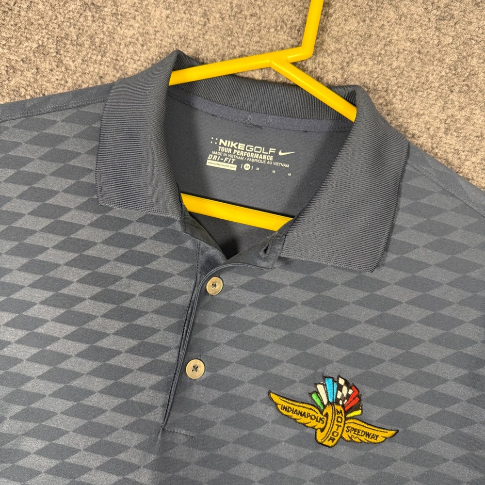 Nike Golf Indianapolis Motor Speedway Polo Mens Medium Blue Stretch Performance